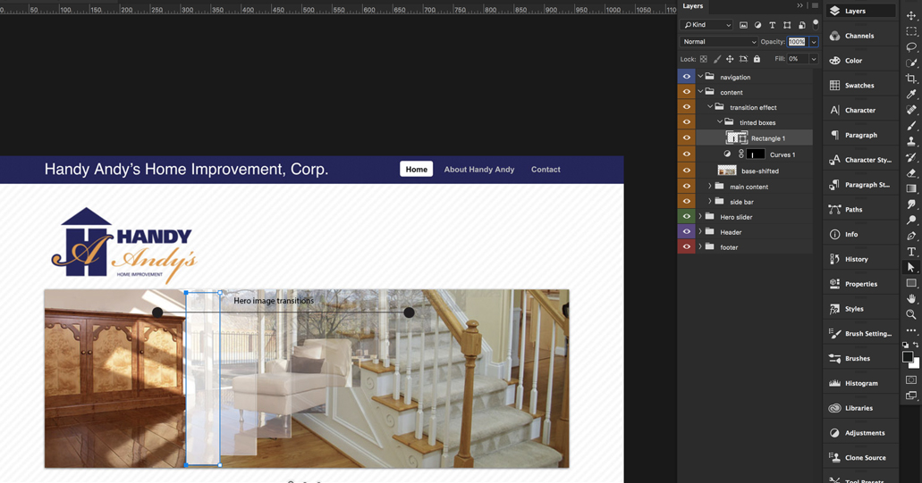 Handy Andy website images transition assembly